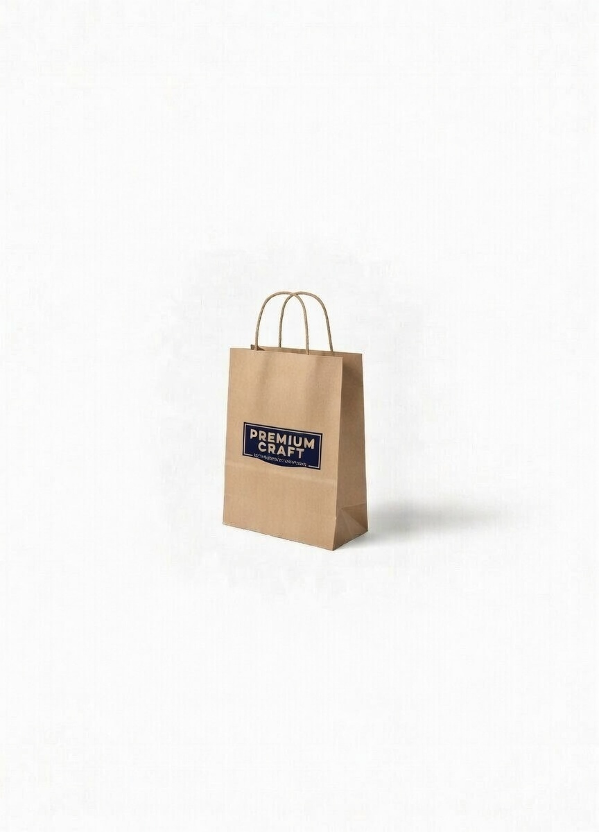 Szare torebki papierowe 18×8×21 cm – uchwyt skręcany