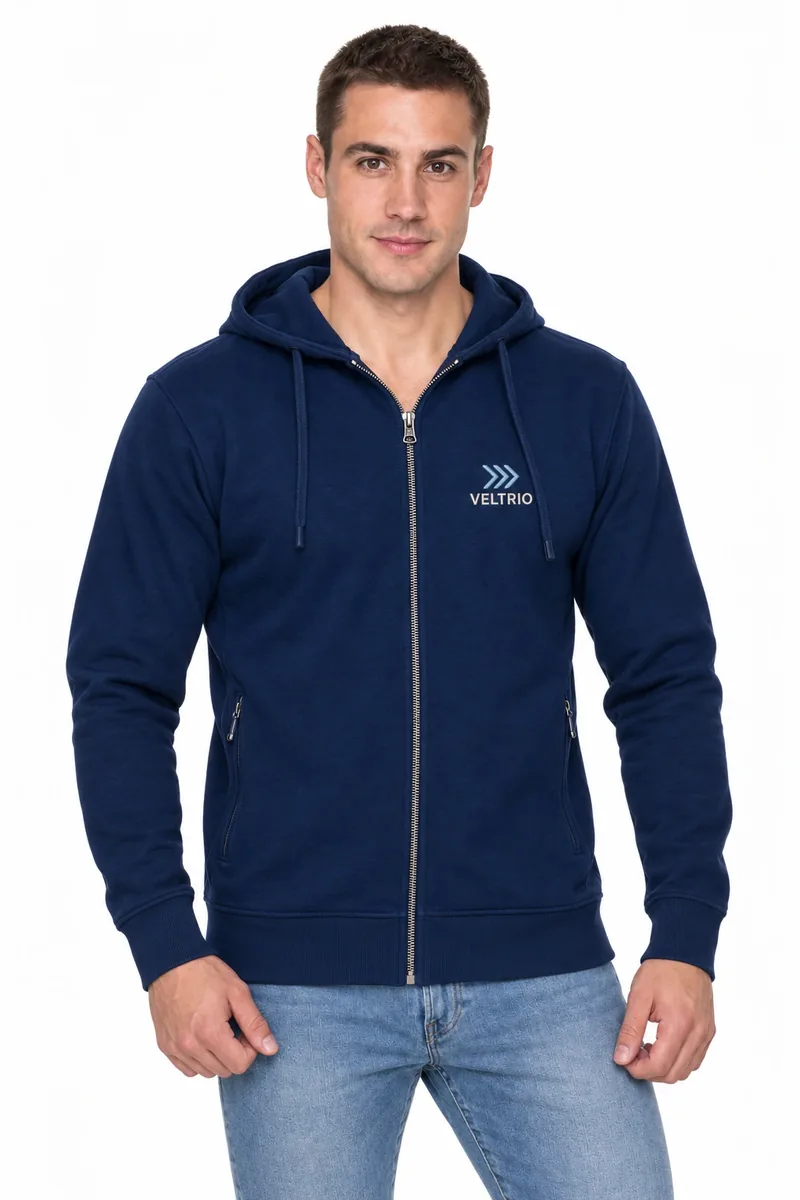 Bluza Crimson Cut Bison (granatowa) z haftem logo na piersi — przykładowe logo VELTRIO, zdjęcie poglądowe