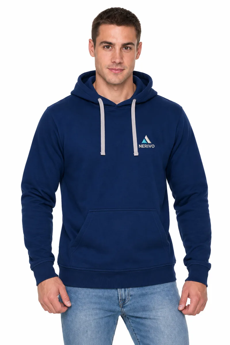 Bluza Geffer 620 (granatowa) z haftem logo na piersi — przykładowe logo NERIVO, zdjęcie poglądowe