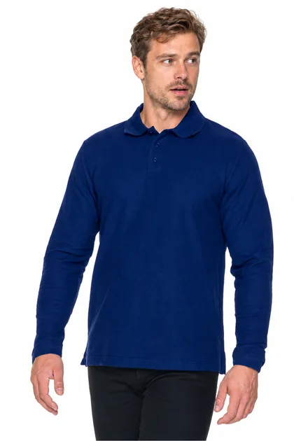 Koszulka polo z logo firmy — model Long Cotton 200 (42350), długi rękaw
