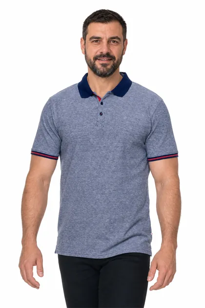 Koszulka polo z logo firmy — model Stuart 200 (42600), melanż z kontrastem